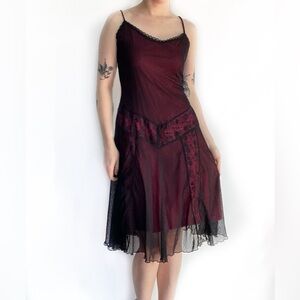 Betsey Johnson Vintage Archive Midi Dress Goth
Rare Overlay Lace Y2K 90s Size M